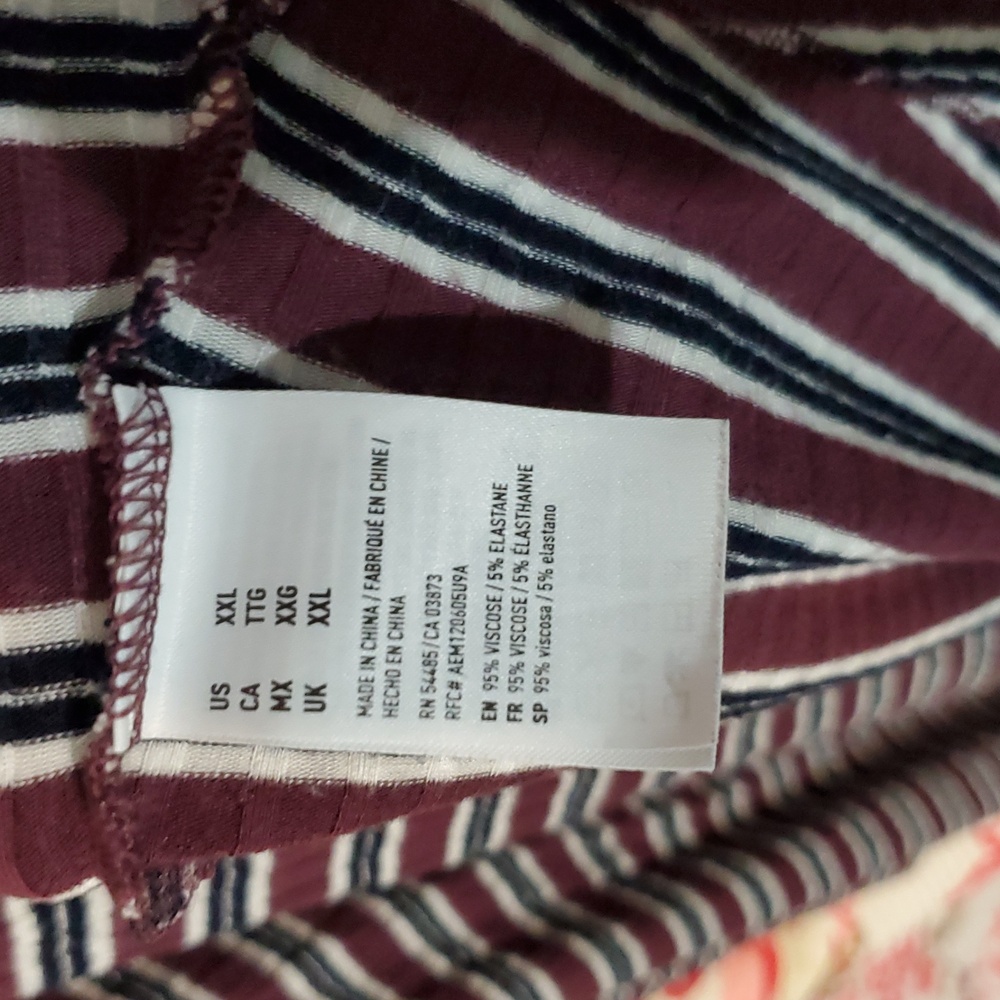 American Eagle Outfitters Black, Maroon and White Striped Top - Picture 3 of 8